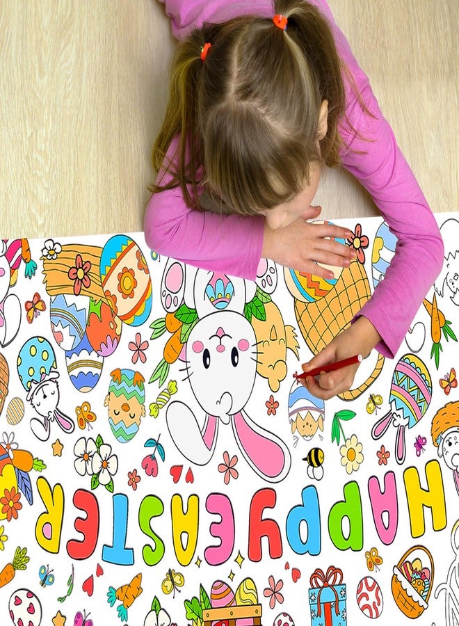 CUUSNNY Easter Coloring Tablecloth,Giant Coloring Poster,Table Cover for Easter Party Decorations Supplies (31.5 x 72 Inches) - Image 3